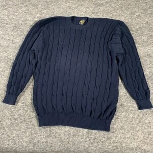 VTG Peter Scott Sweater Mens XL 46 Navy Blue Cable Knit Cotton Scotland Luxury